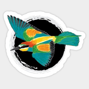 Nice Artwork showing an European Bee-Eater in Flight V Sticker